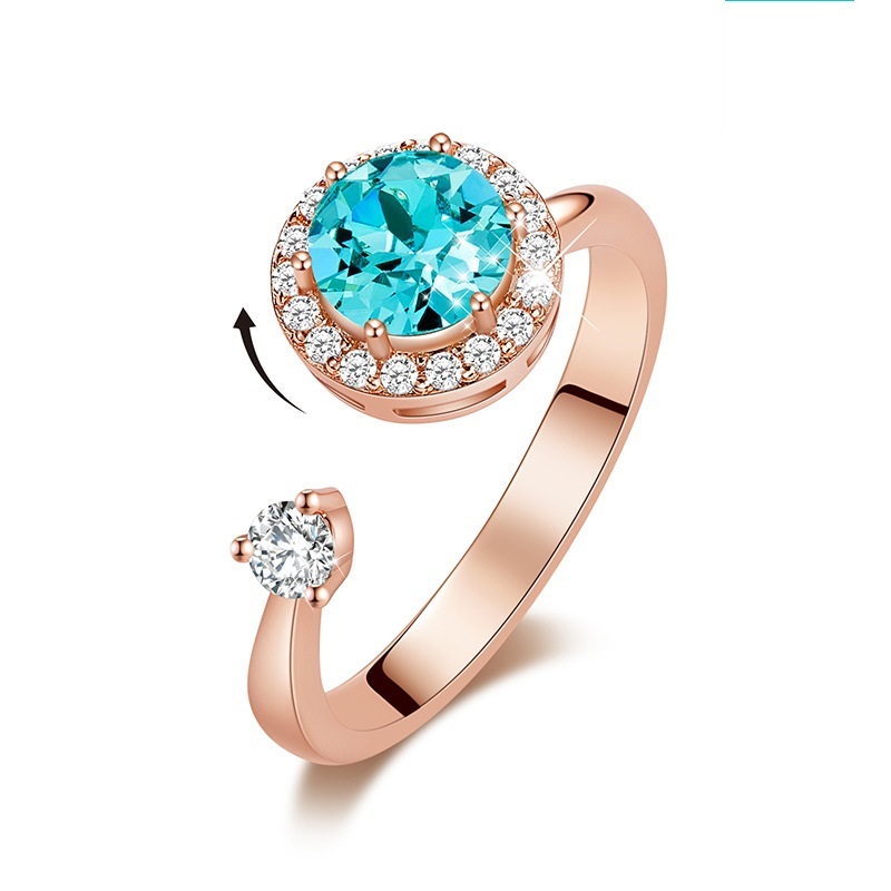 Europe and the United States new personality rotating ring female crystal ring