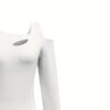 Women's Cut Out Off Shoulder Top - Long Sleeve Plain Tee For Holiday, Spring & Autumn