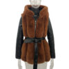 Women New Style Fur Belt Hooded Zipper Jacket