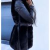 Women New Style Fur Belt Hooded Zipper Jacket