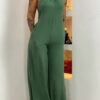 Green Halter-neck Backless Jumpsuit