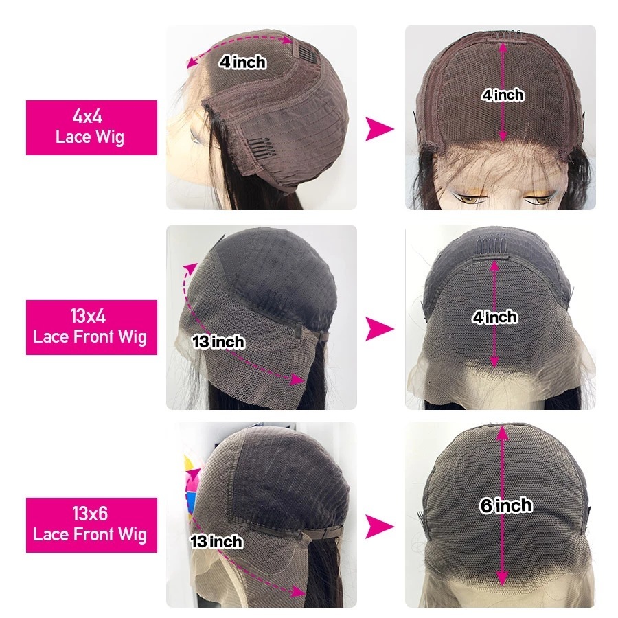 Real Human Hair Wig Lace Straight Set 9a