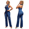 Tight Waist Slim High Elastic Wash Denim Jumpsuit